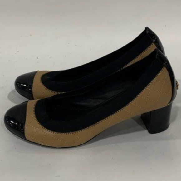 TORY BURCH BROWN/BLK 2.5" HEELS - Picture 2 of 7